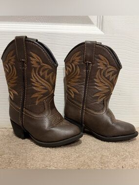 Kids Brown Western Cowboy Boots - Classic Embroidered Style